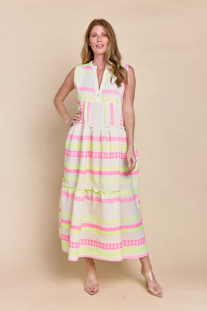 Neon Yellow and Pink Maxi Dress