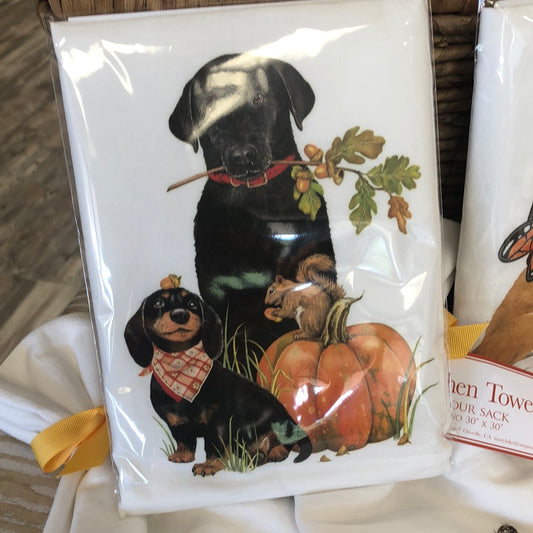 Squirrel and Dogs Bagged Towel