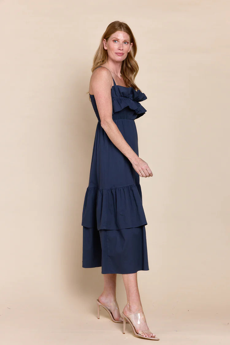 Navy Maxi with Ruffle Front