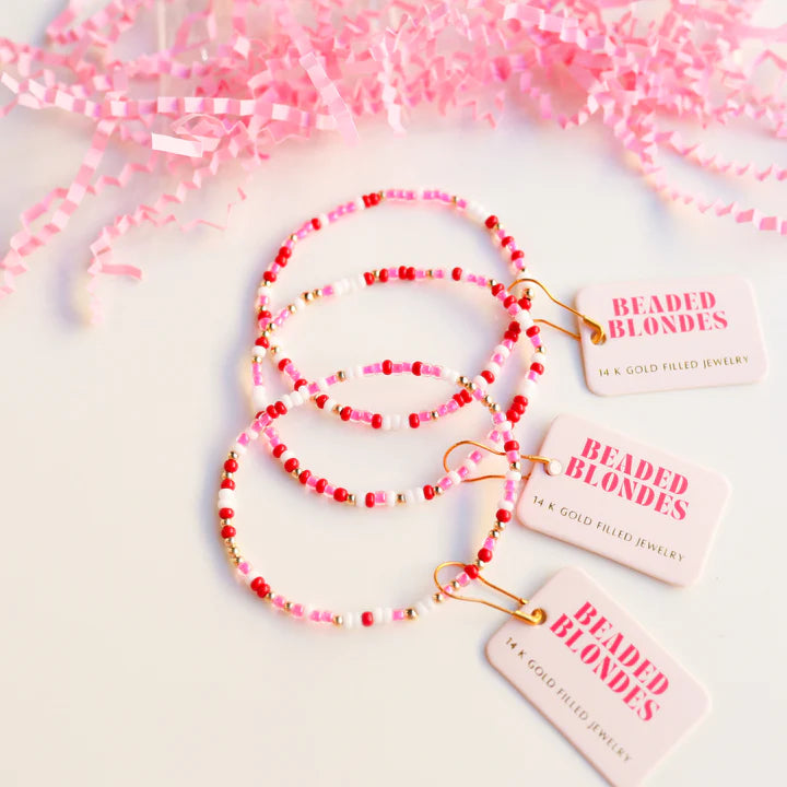 Red, Pink and White Sprinkle Bracelets