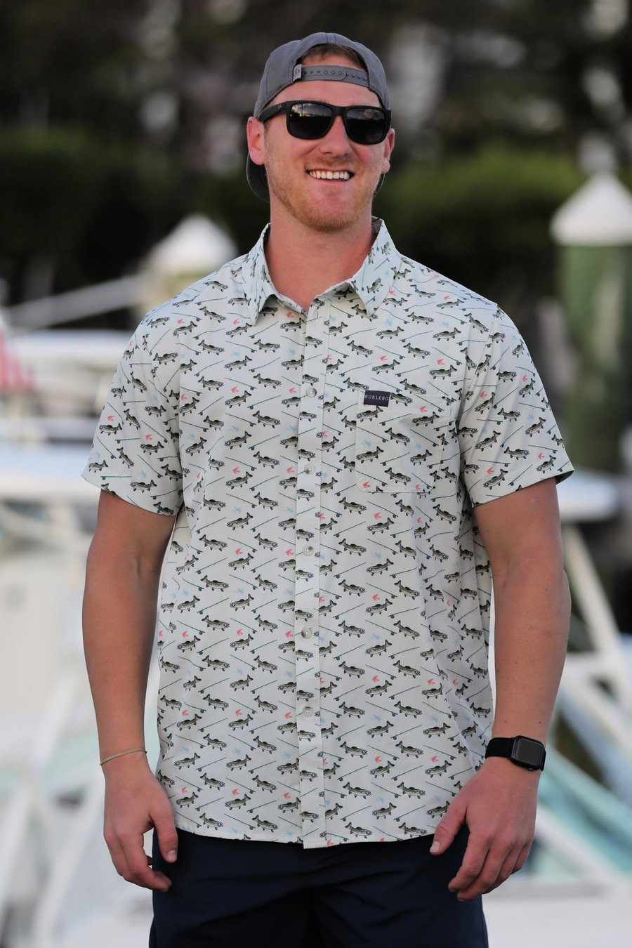 Fish and Reel Print Button Up