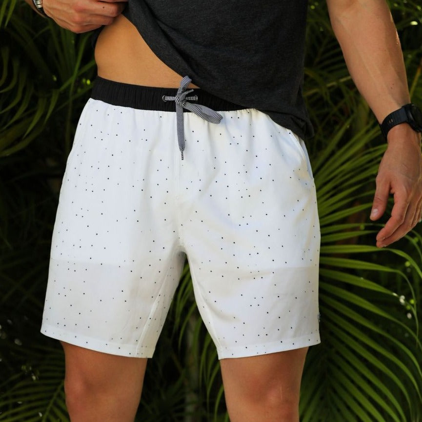 White Speckled Athletic Shorts